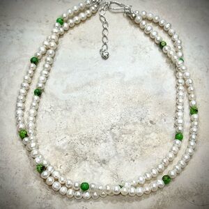 Jay King DTR Kingman Green Turquoise & Pearl multi-strand Necklace - Mine Finds